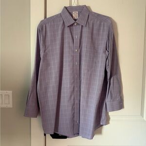 Brooks Brothers Madison purple button up non iron cotton shirt 16.5 32